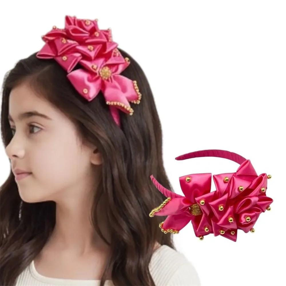 New Headband Hand-made Hair Accessories For Girls Pink Wide